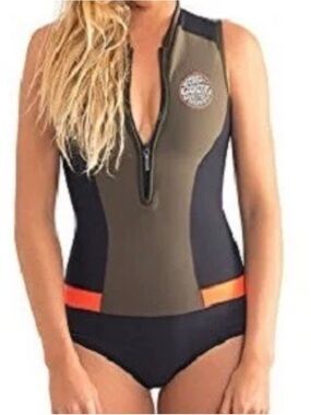 Rip Curl Womens G-Bomb Spring Shorty Neoprene Surf Suit. Black/Olive Size 10